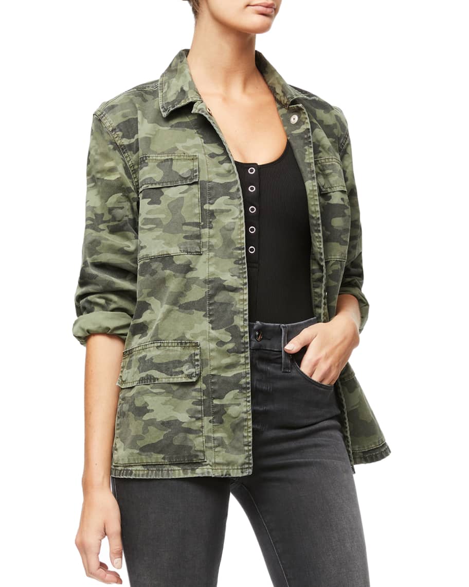 Good American Snap-Front Camo-Print Utility Jacket - Inclusive Sizing ...