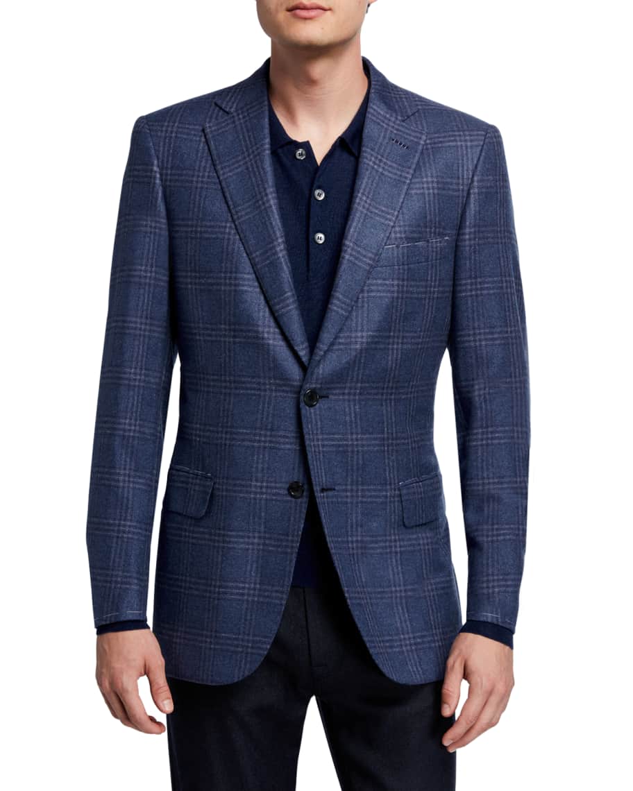 Brioni Men's Plaid Two-Button Jacket | Neiman Marcus
