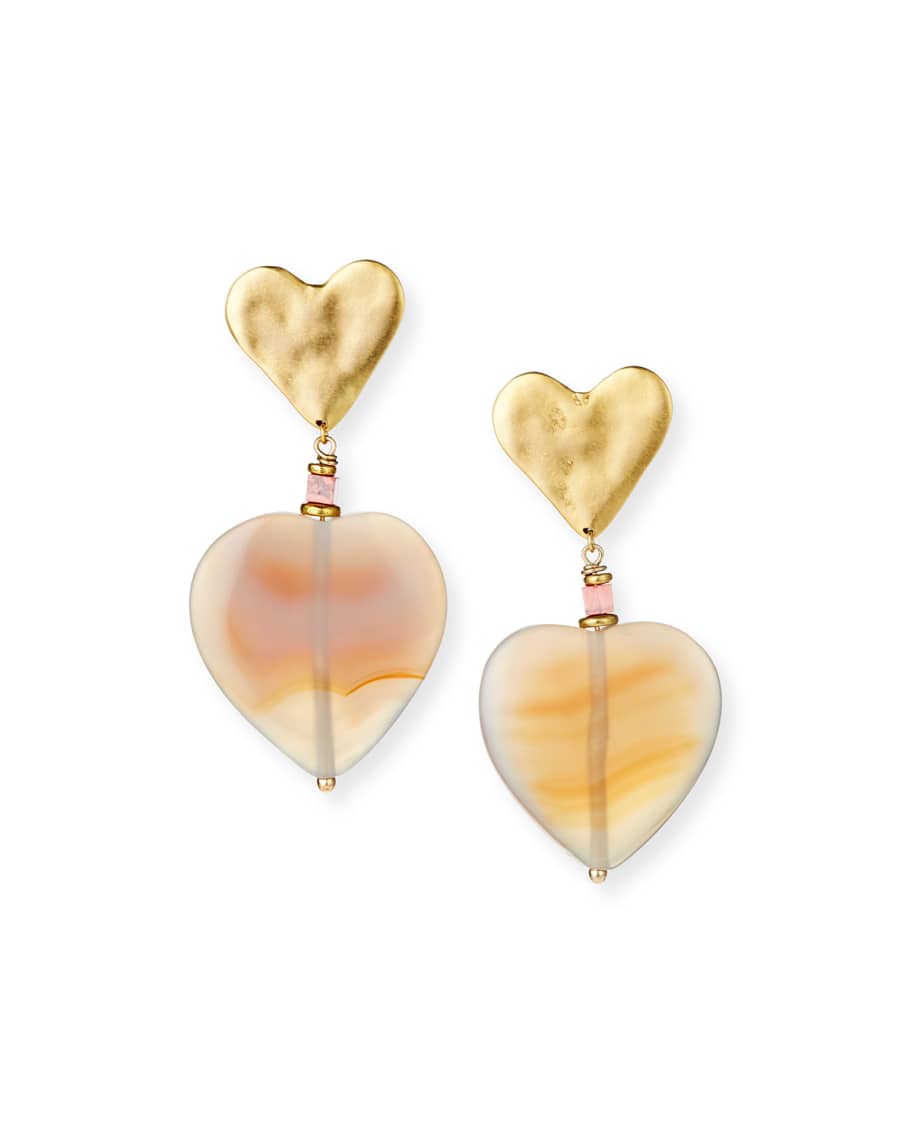 Sequin Agate Heart-Drop Earrings | Neiman Marcus