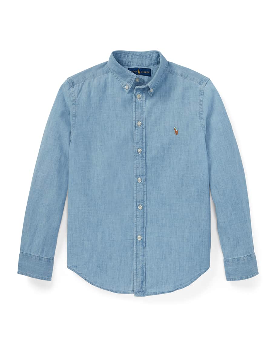 Ralph Lauren Childrenswear Boy's Woven Chambray Shirt, Size S-XL ...