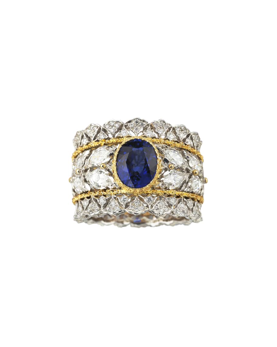 Buccellati Two-Tone 18k Diamond & Blue Sapphire Ring, Size 6.5 | Neiman ...