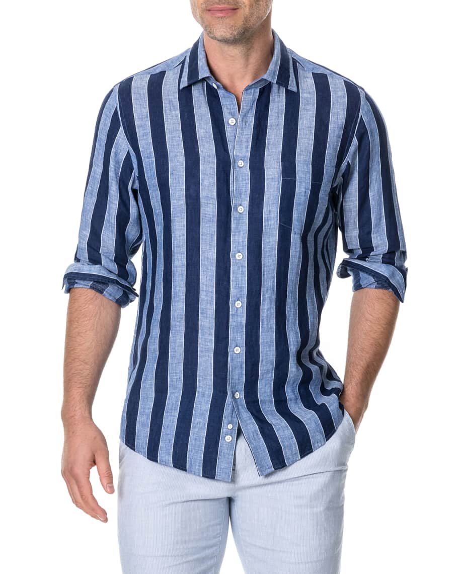 Rodd & Gunn Men's Parsons Hill Striped Linen Shirt | Neiman Marcus