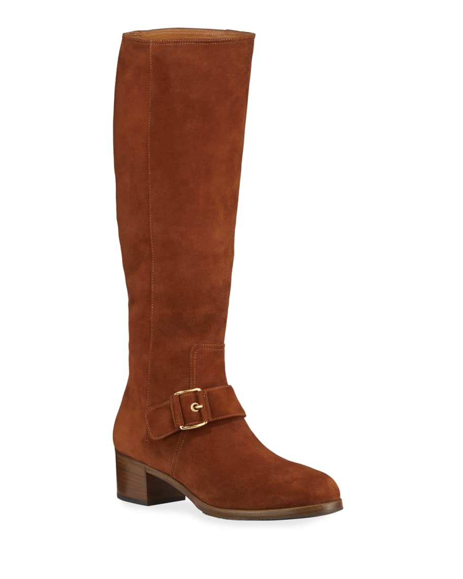 Tall Suede Buckle Boots