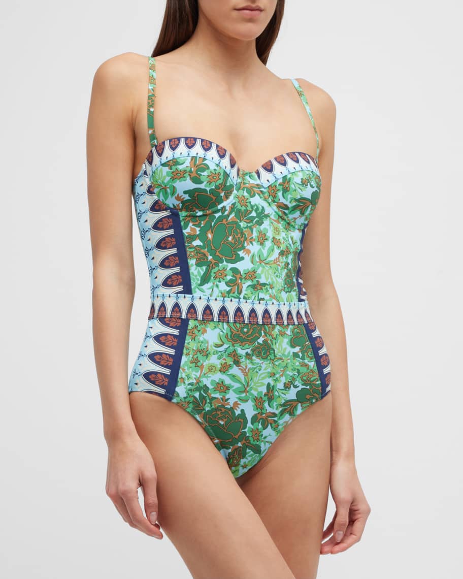 Tory Burch Floral-Print Underwire One-Piece Swimsuit | Neiman Marcus