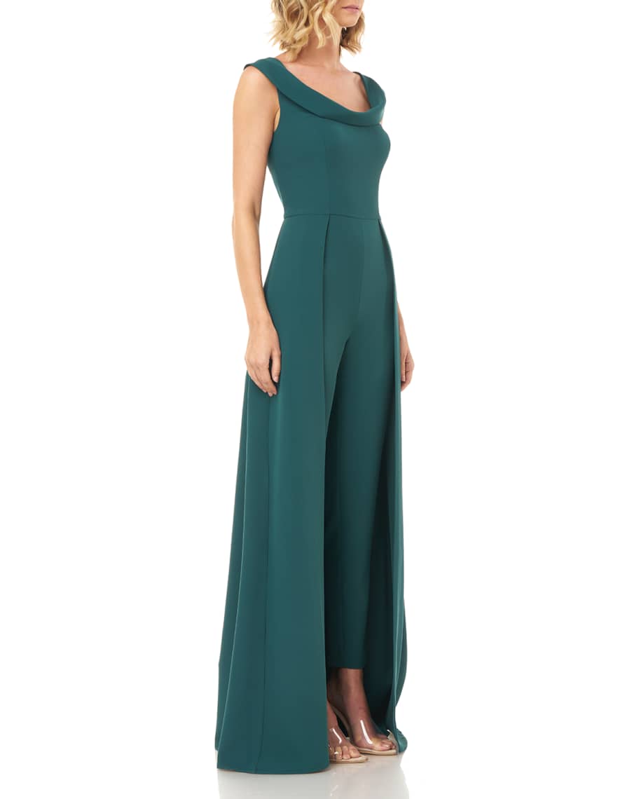 Kay Unger New York Anais Stretch Crepe Jumpsuit with Skirt Overlay ...