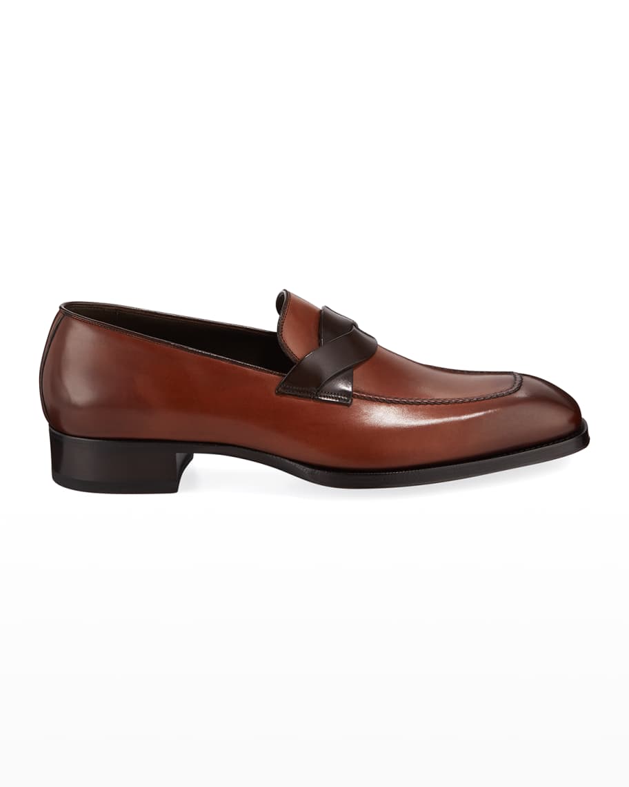 TOM FORD Men's Elkan Twisted-Keeper Leather Loafers | Neiman Marcus
