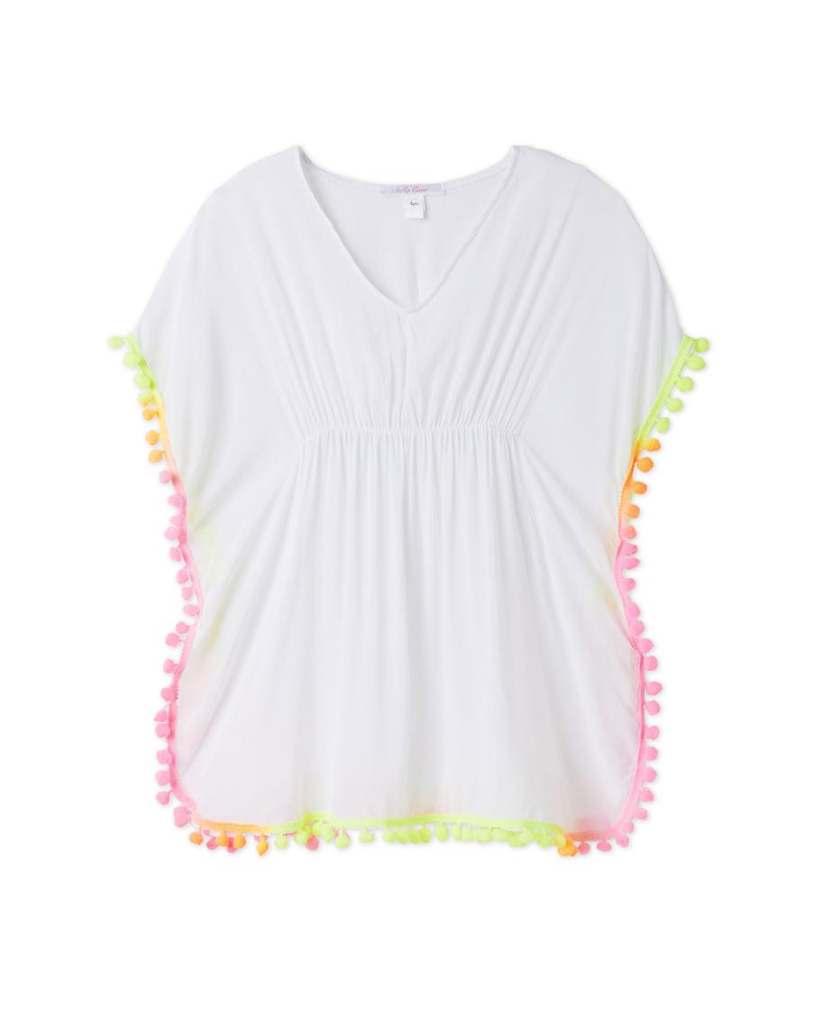 Top Poncho Adreamly Avec Pompons Taille 1X-2X - Bleu Et Blanc Semi-Transparent - Occasion TB