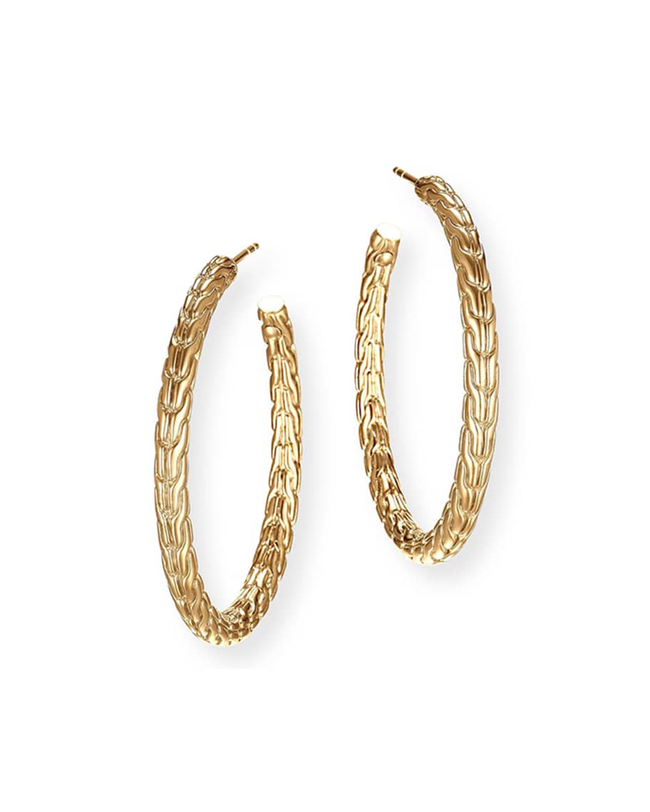 John Hardy Classic Chain 18k Gold Medium Hoop Earrings | Neiman Marcus