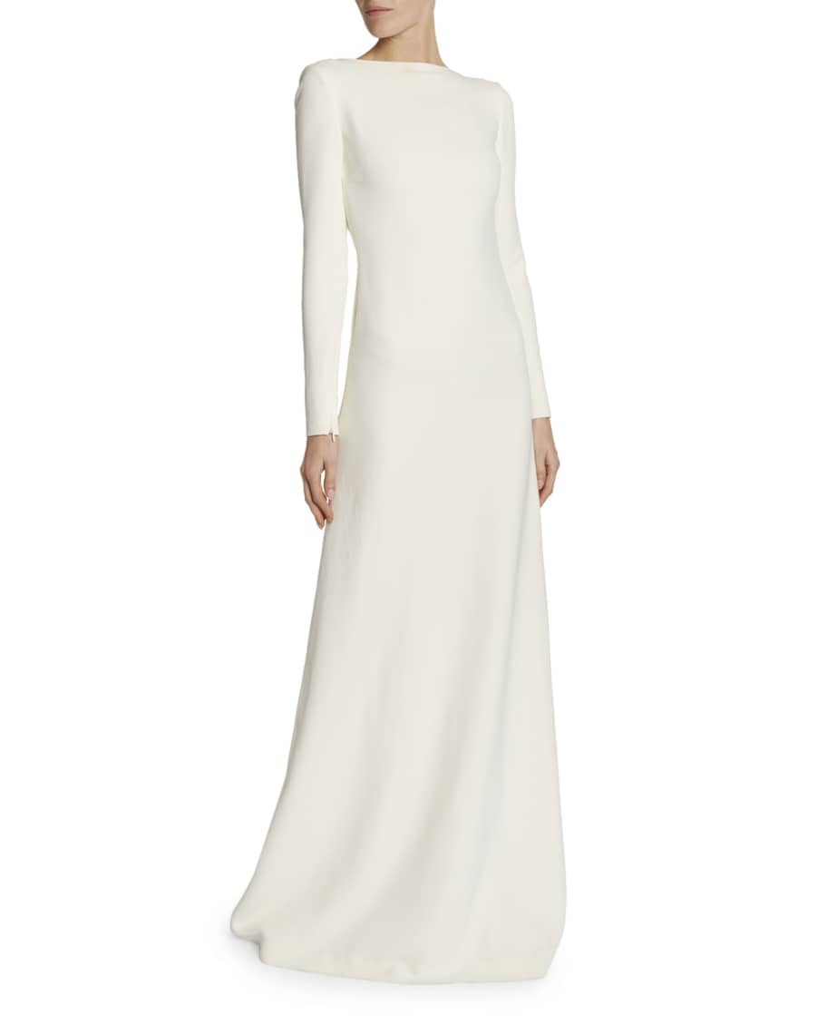 TOM FORD Chain-Trim Long-Sleeve Cady Gown | Neiman Marcus