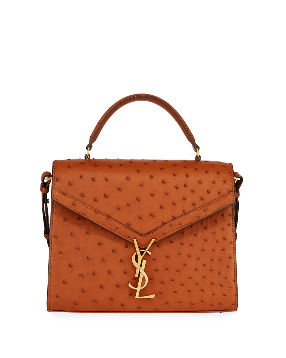 Saint Laurent Cassandre YSL Monogram Ostrich Top Handle Bag