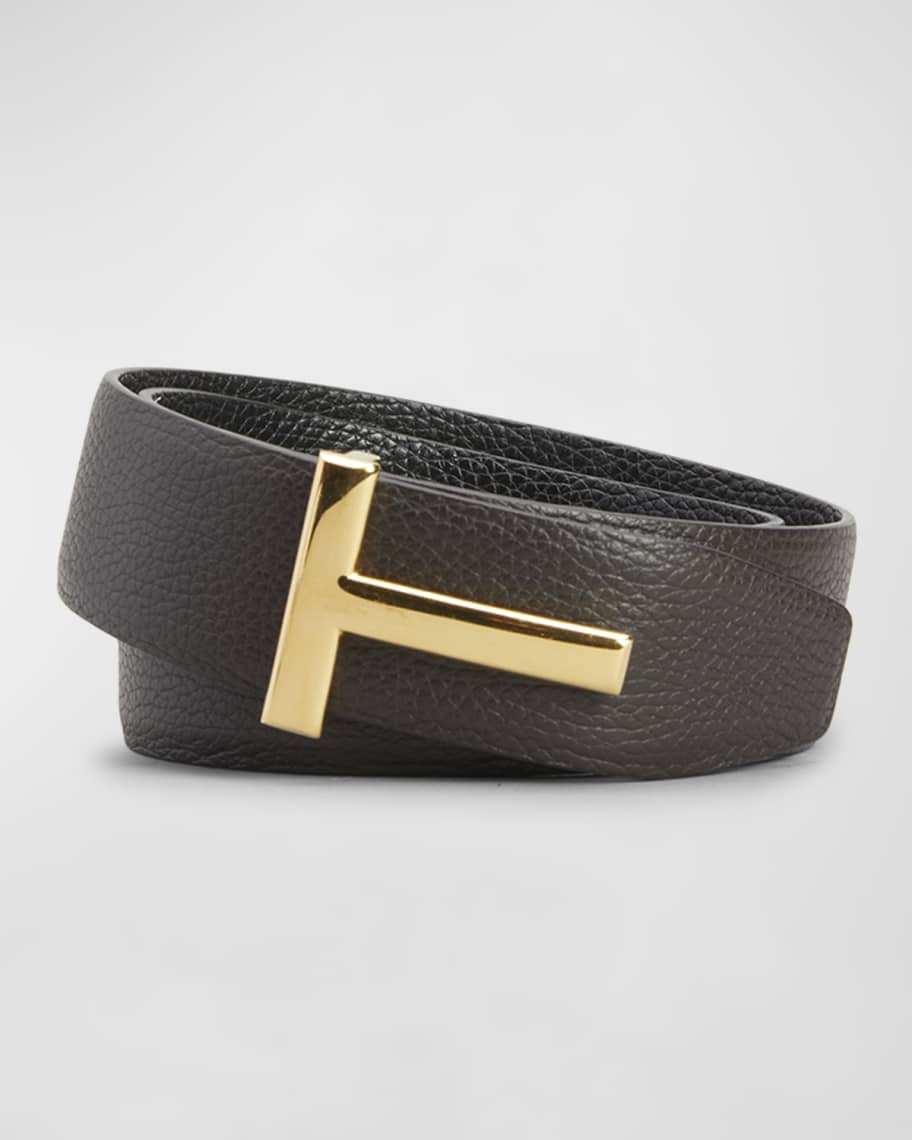 Tom Ford Men's Reversible T-Buckle Leather Belt
