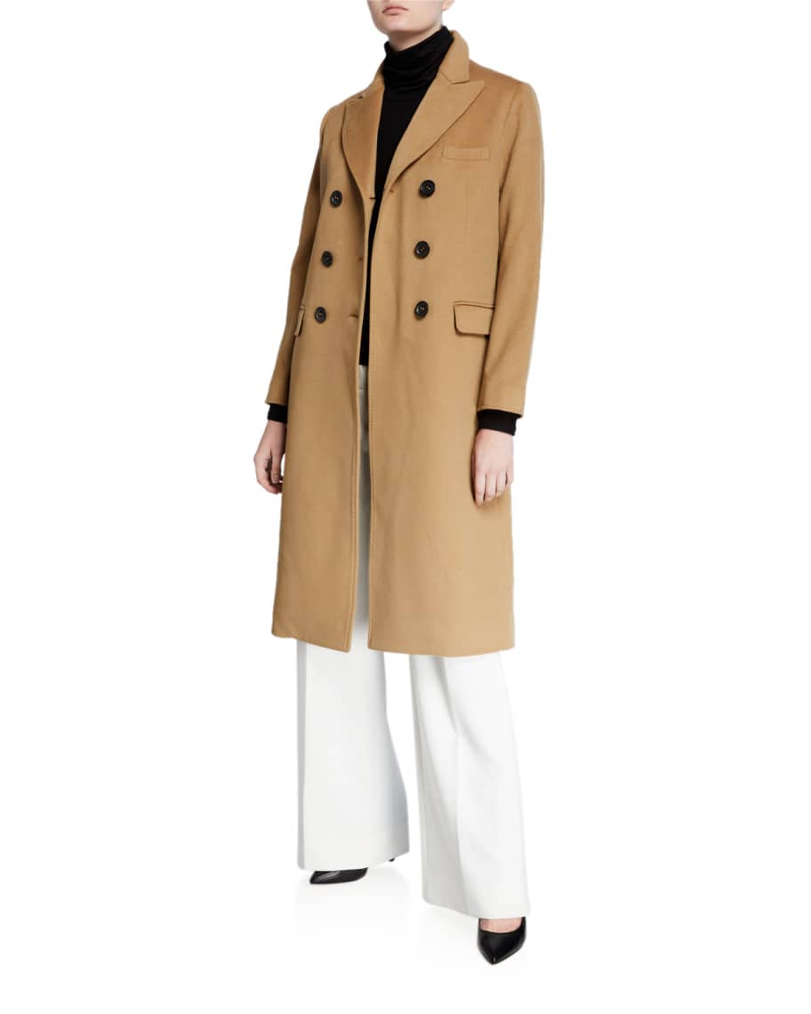 Jane Post Double-Breasted Long Wool Coat | Neiman Marcus