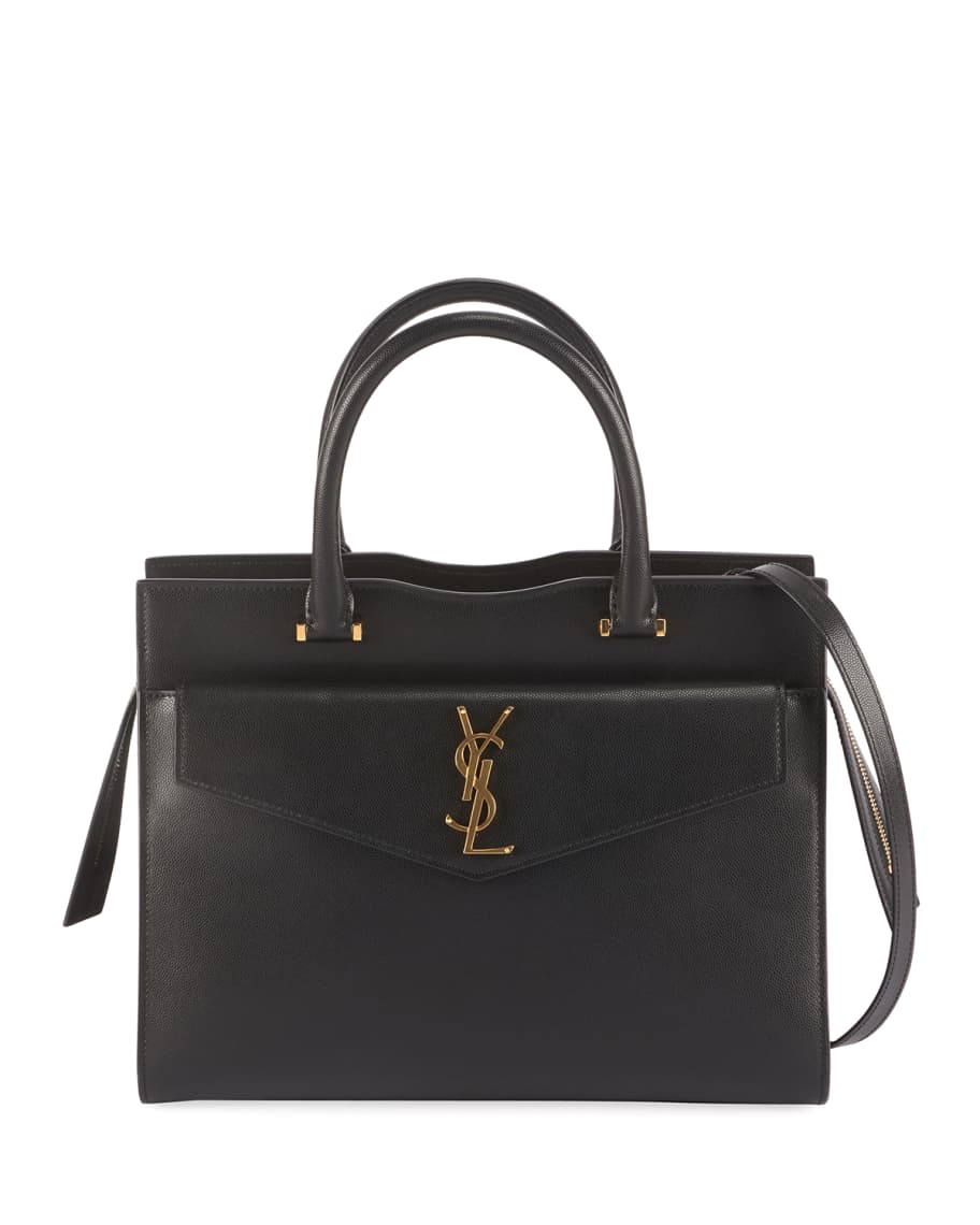 Saint Laurent Uptown Small Leather Tote Bag in Black