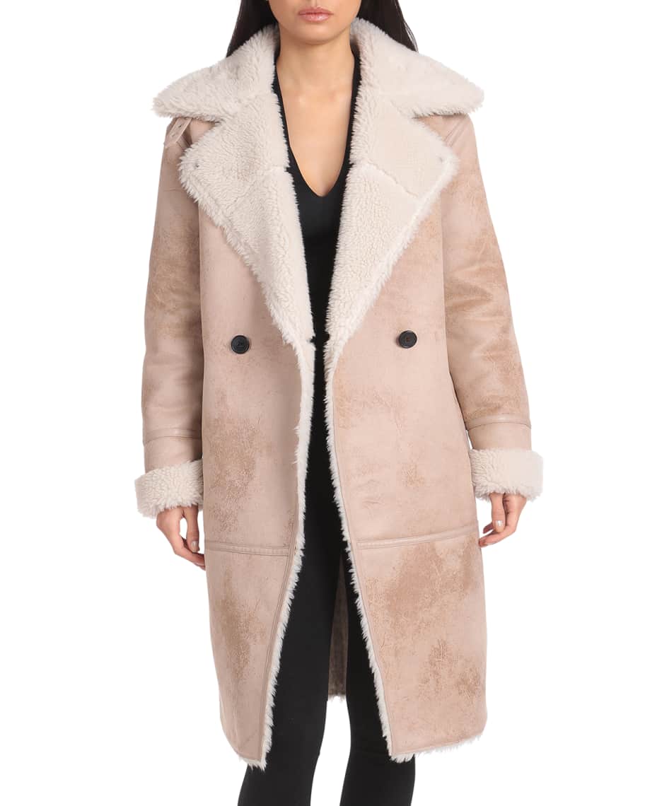 Avec Les Filles Faux Suede Sherpa Midi Coat Neiman Marcus