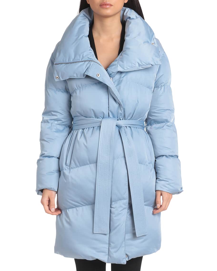 Avec Les Filles Midi Wrap Puffer Coat w Belt Neiman Marcus