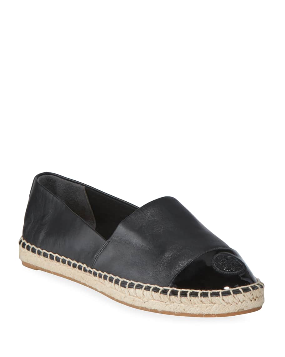 Tory Burch Mixed Leather Flat Espadrilles | Neiman Marcus