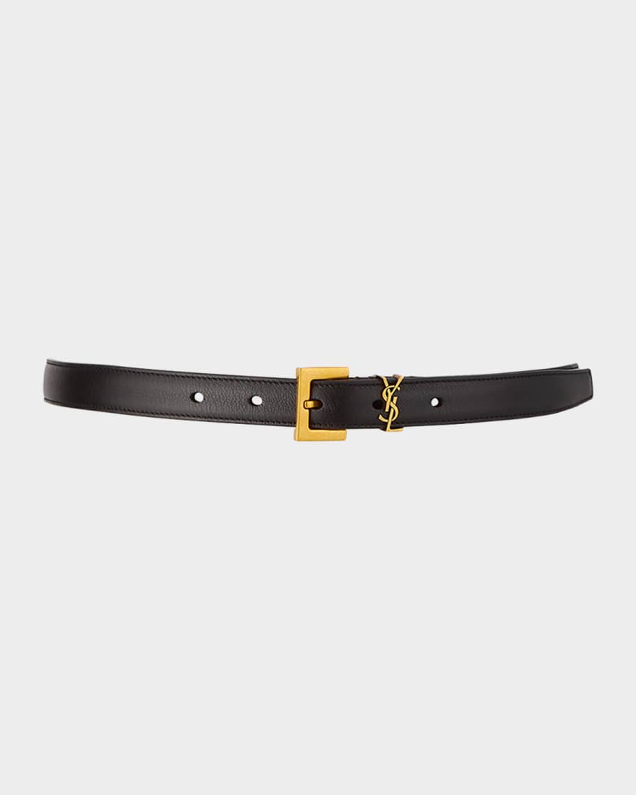 Saint Laurent YSL Monogram Leather Belt Neiman Marcus