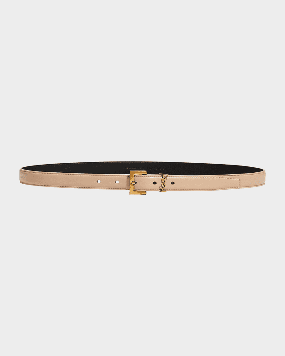 Saint Laurent 3cm Monogram Smooth Leather Belt In Black