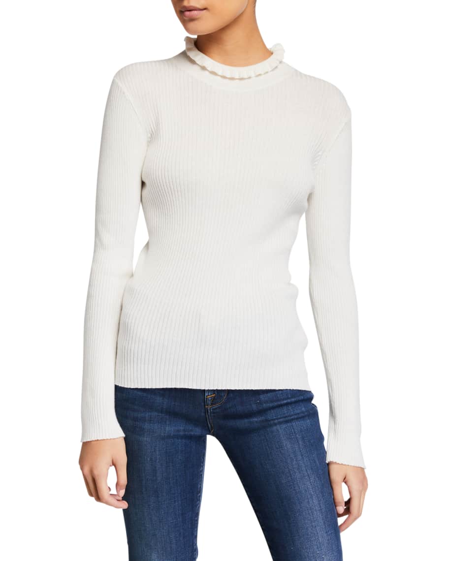 FRAME Ruffled Turtleneck Sweater | Neiman Marcus