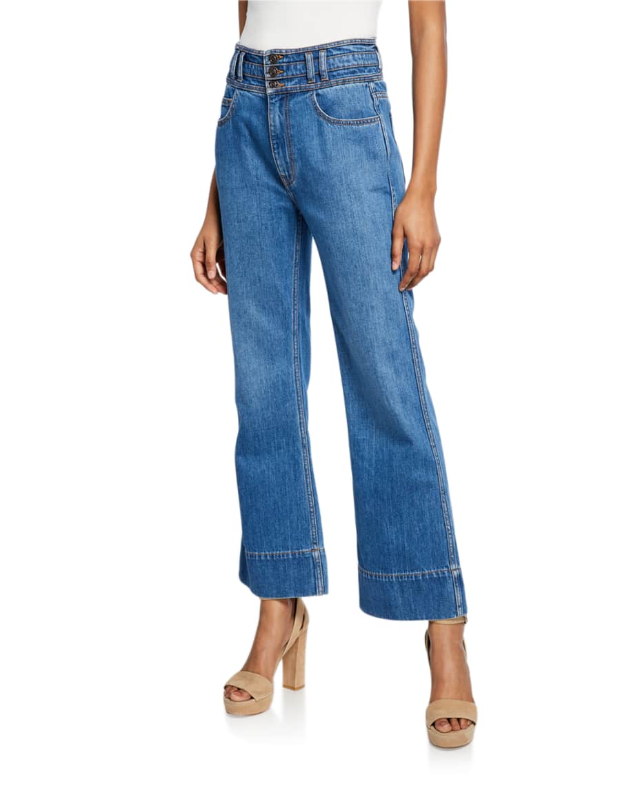 Current/Elliott The Pinball Cropped Maritime Jeans | Neiman Marcus