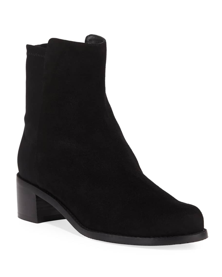 Stuart Weitzman Easyon Reserve Suede & Gabardine Booties | Neiman Marcus