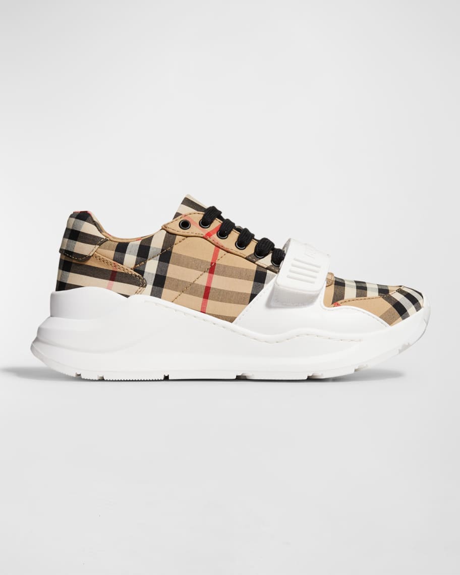 BURBERRY｜SNEAKERS (Leather Check Cotton Sneakers (80655 Burberry Check Cotton Logo Sneakers | Saks Fifth Avenue