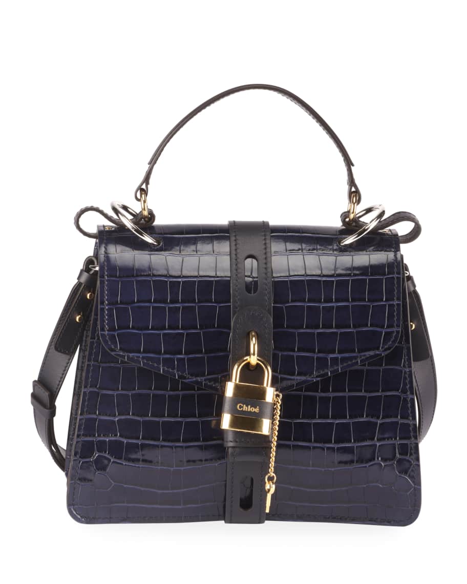 Chloe Aby Croc Embossed Shoulder Bag Neiman Marcus