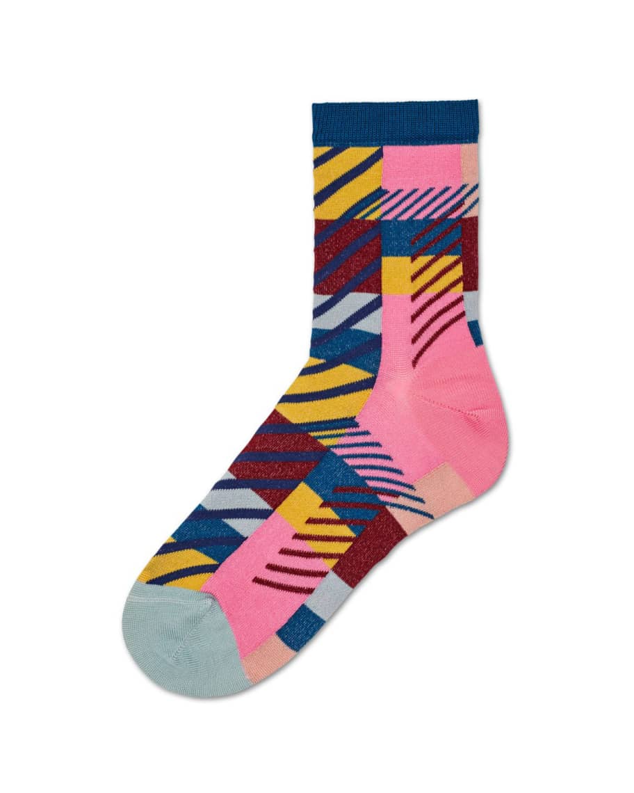 Hysteria by Happy Socks Daria Graphic-Knit Ankle Socks | Neiman Marcus