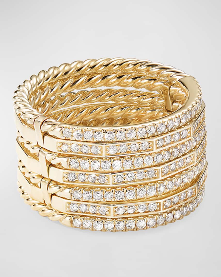 David Yurman Stax 18k Gold Diamond Multi-Row Ring, Size 7 | Neiman Marcus