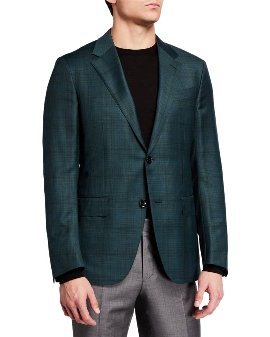 Ermenegildo Zegna Men's Plaid WoolSilk RegularFit Sport Jacket