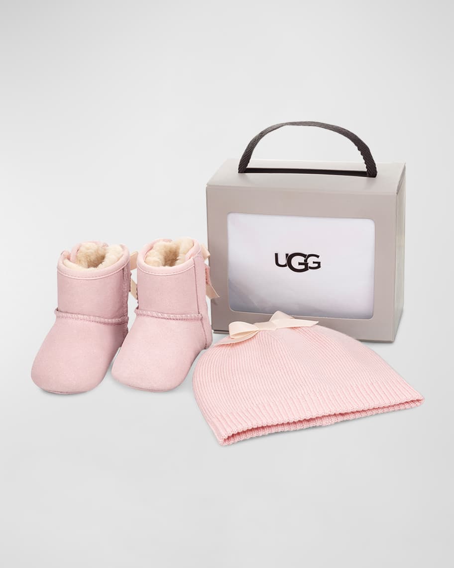 UGG Girl s Jesse Bow II Suede Boots with Beanie Hat Baby Neiman Marcus