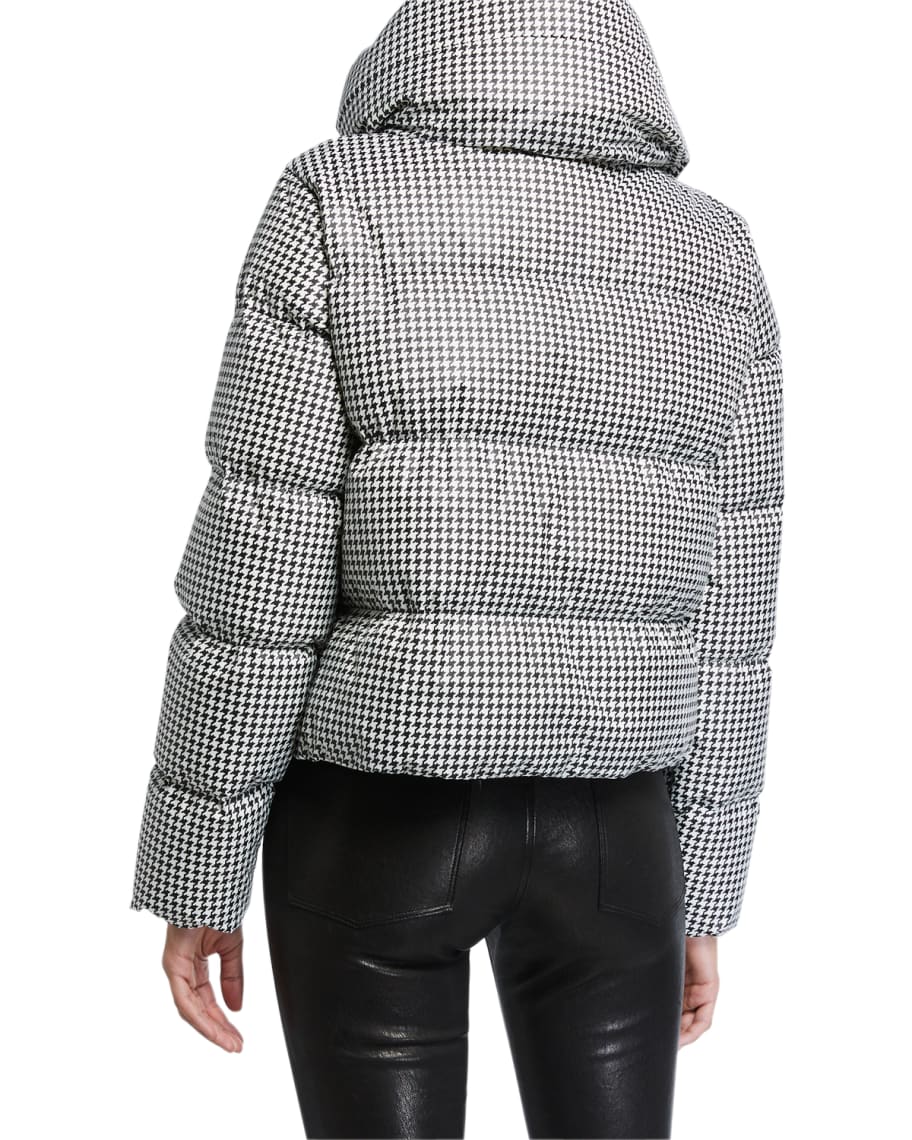 Bacon Tie Collar Houndstooth Puffer Coat Neiman Marcus