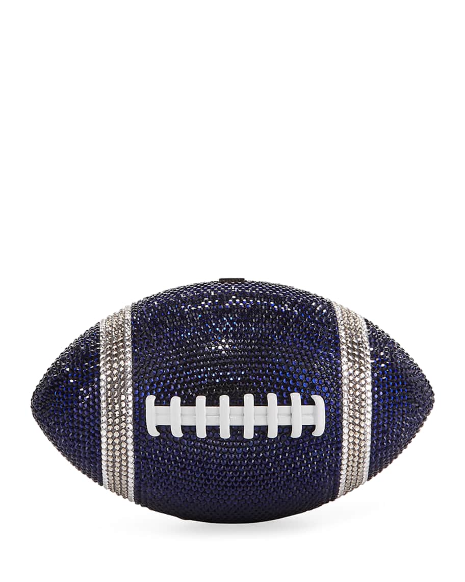Judith Leiber Couture Game Ball Football Crystal Clutch Bag, Blue/Silver