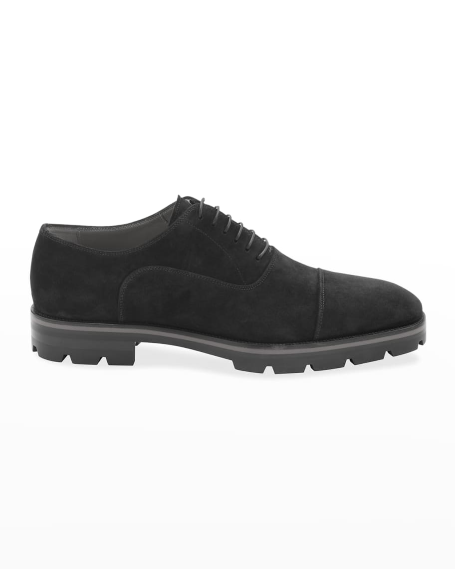 Christian Louboutin Men's Hubertus Velour Lug-Sole Oxford Shoes ...