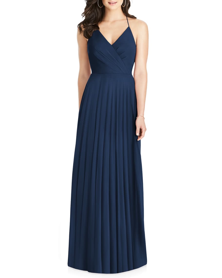 Dessy Collection Lux Chiffon Halter Gown with Ruffle Details | Neiman ...