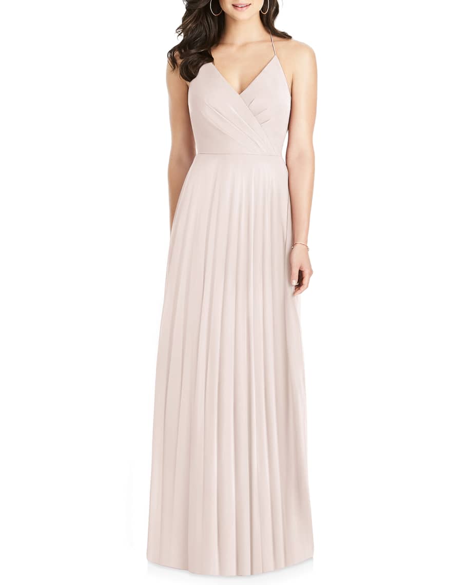 Dessy Collection Lux Chiffon Halter Gown with Ruffle Details | Neiman ...