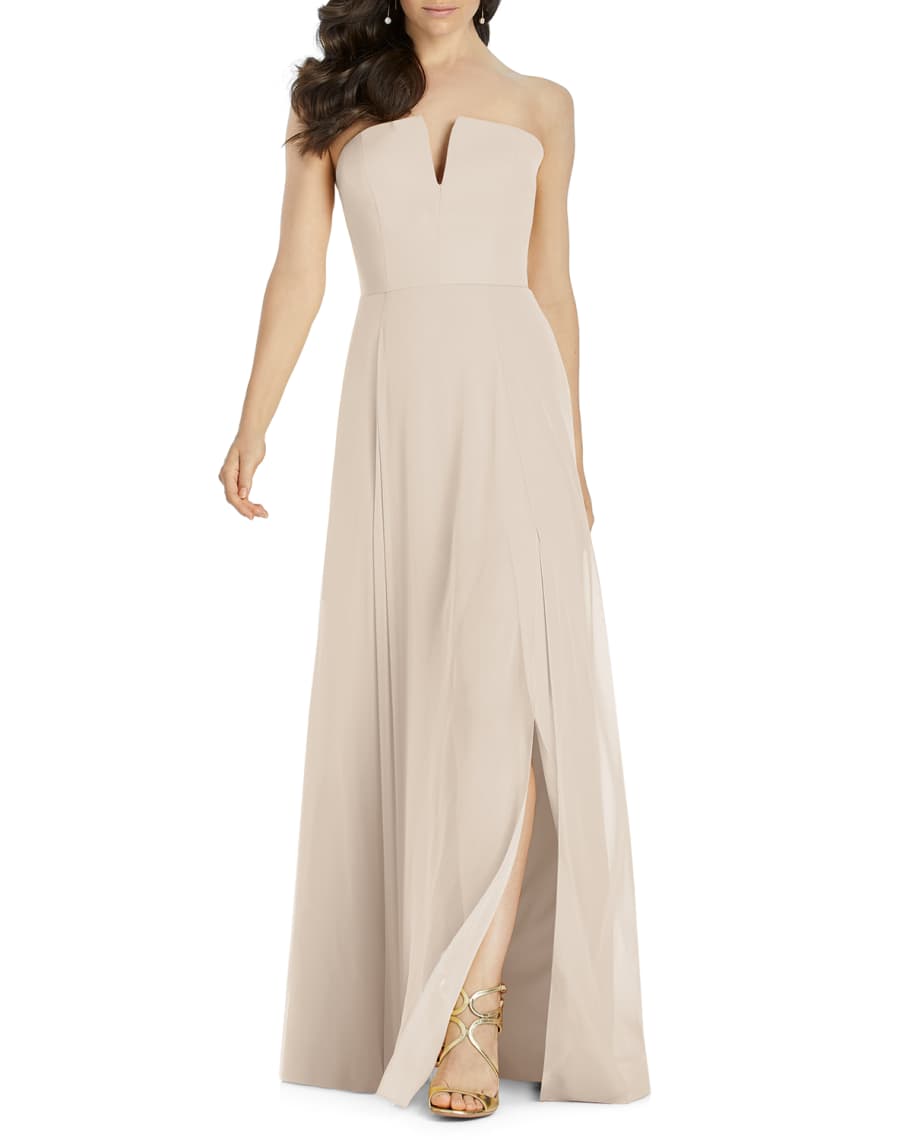Dessy Collection Strapless Lux Chiffon A-Line Dress | Neiman Marcus