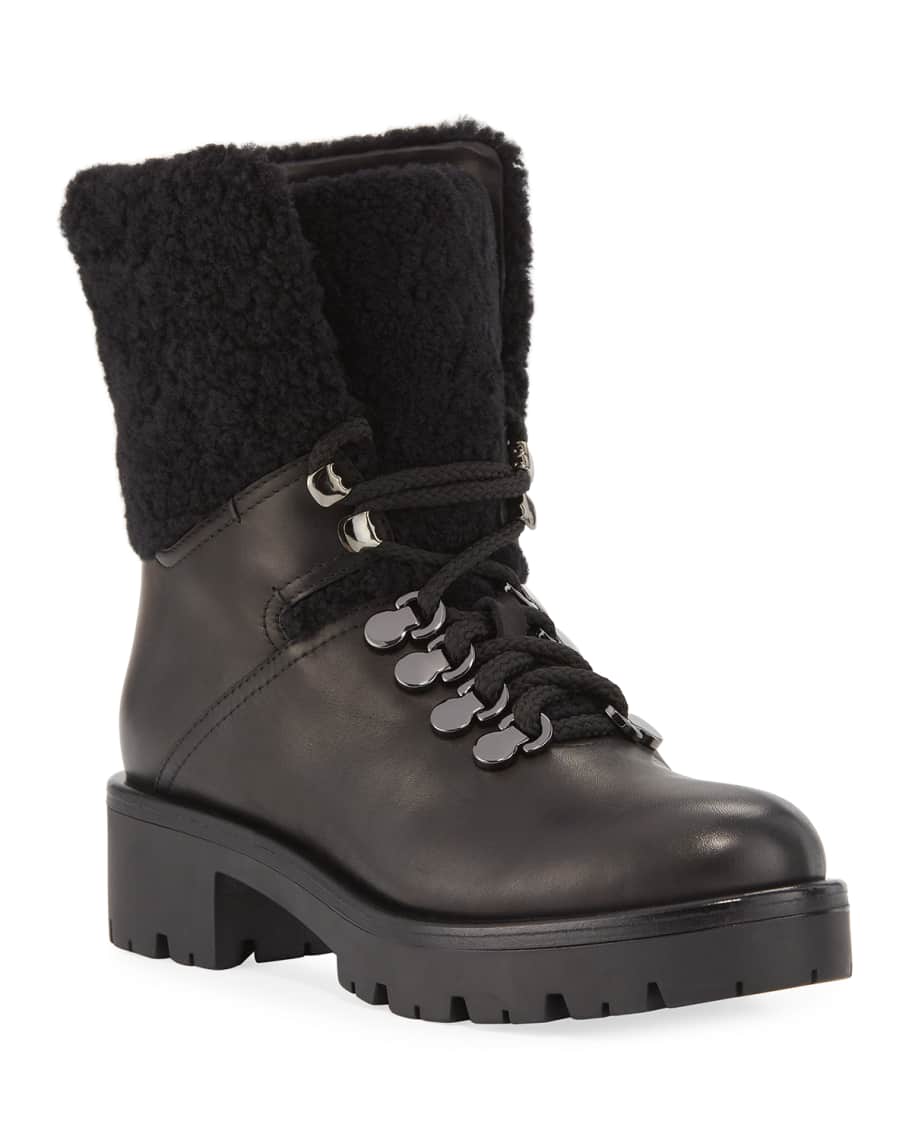 Aquatalia Jamie Shearling Lace Up Booties Neiman Marcus