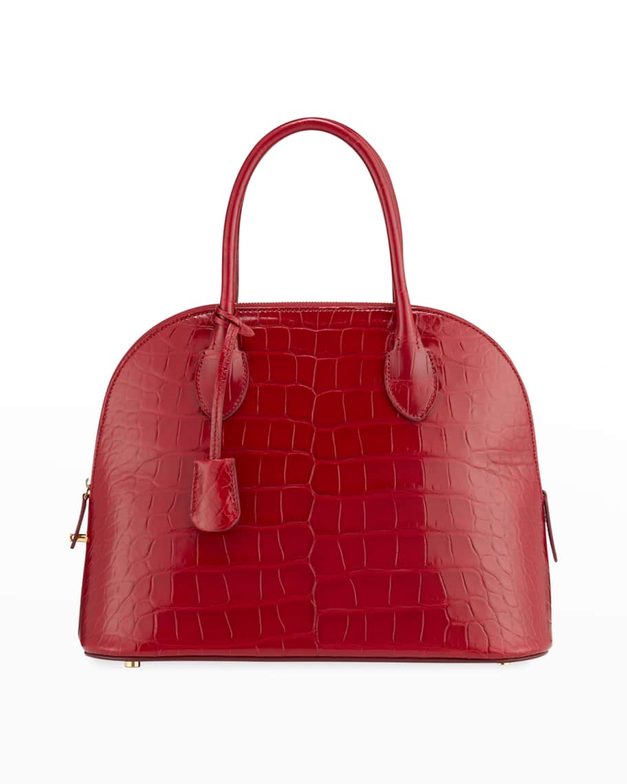 $9500 New THE ROW Alligator Top Handle Bag Red Black BROADTAIL