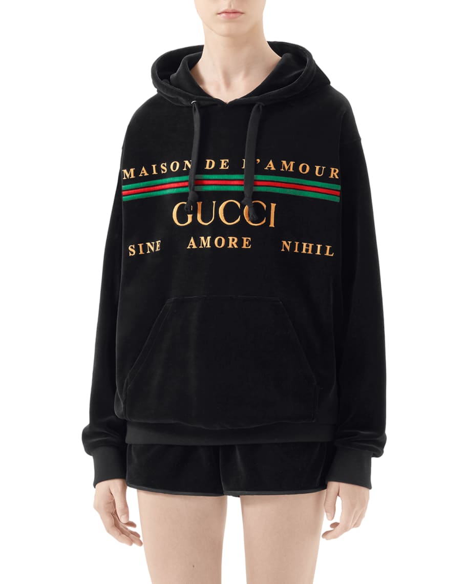 Gucci Chenille Logo Embroidered Oversized Hoodie Neiman Marcus