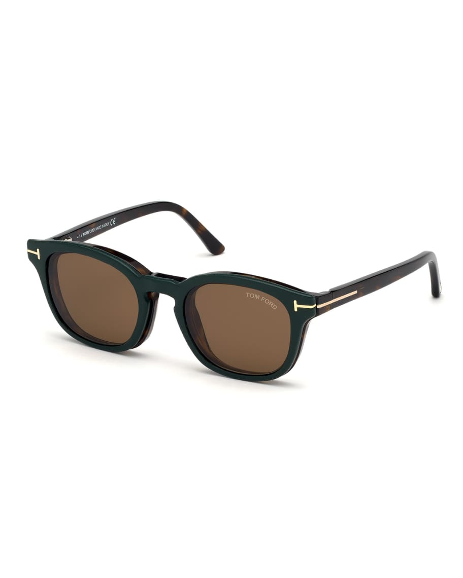 TOM FORD Men's Havana Optical Glasses w/ Magnetic Clip-On Sun Lenses |  Neiman Marcus