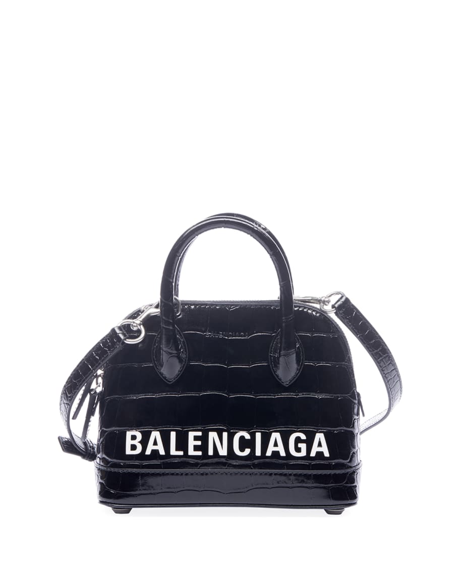 Balenciaga Ville XXS AJ Crocodile-Embossed Top-Handle Bag | Neiman Marcus