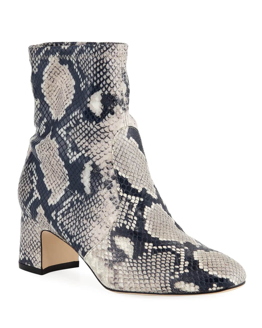Stuart Weitzman Niki Stretch Python Print Leather Booties Neiman