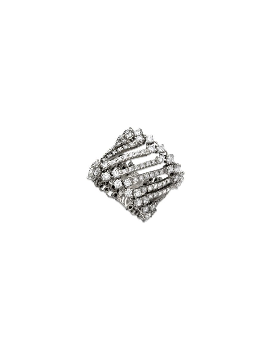 Staurino 18=k White Gold White Gold Diamond Spaghetti Band Ring ...