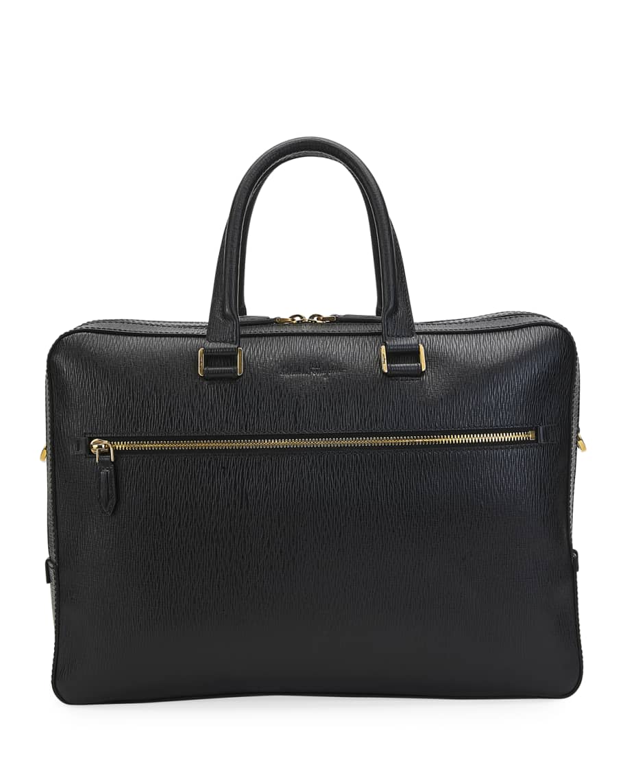 Salvatore Ferragamo Men's Textured Leather Portfolio Briefcase | Neiman ...