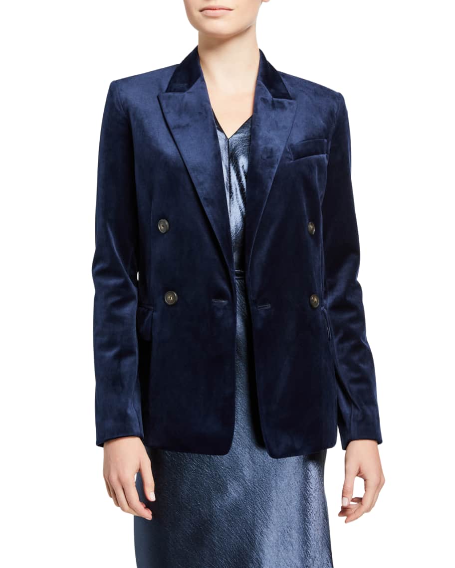 Vince Double Breasted Velvet Blazer Neiman Marcus