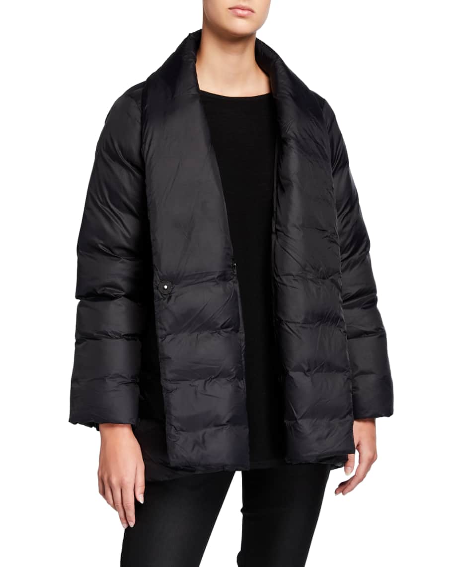 Eileen fisher chevron recycled nylon hooded coat hotsell