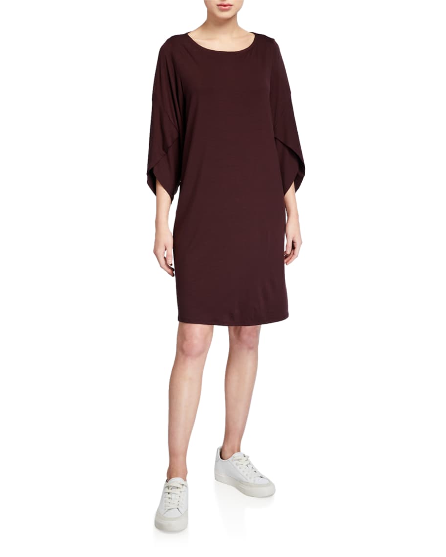Eileen Fisher Women's Bateau Neck Shift Dress Brown Size Small