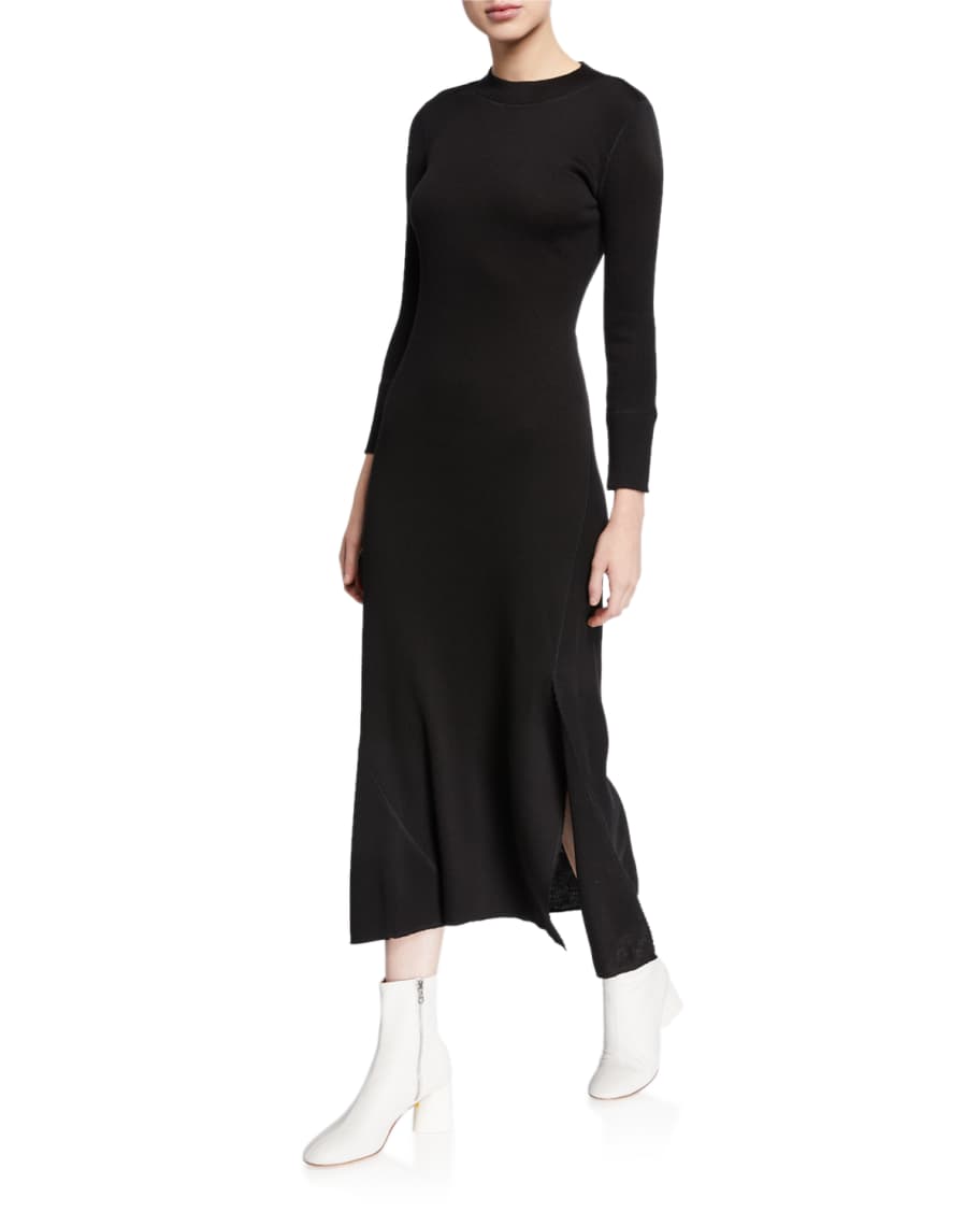 Theory ribbed flounce midi dress clearance