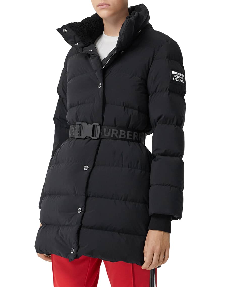 Burberry Eppingham Quilted Short Coat w Logo Belt Neiman Marcus